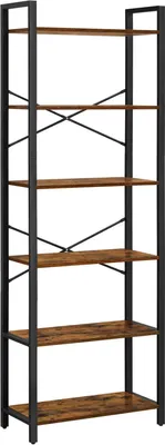 Zdjęcie produktu dla BEGRYF Półka na książki Półka stojąca 6 poziomów 186 cm wysokości Drewniano-metalowa półka Vintage Styl industrialny