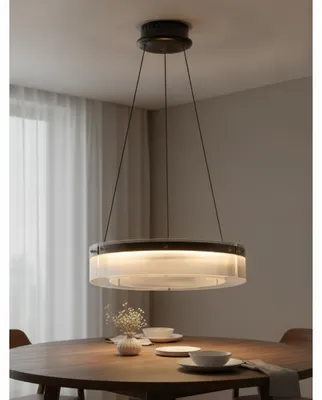 Productafbeelding van Design hanglamp Pauline zwart met glas Ø 55cm, AI-gegenereerde afbeelding