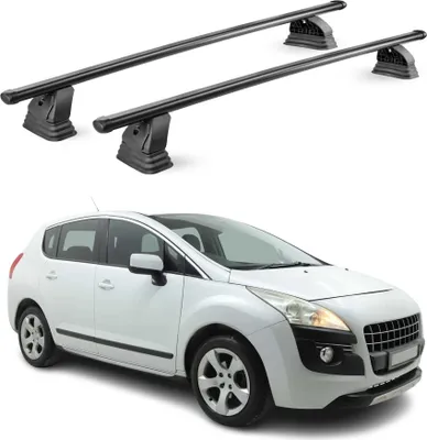 Image de Barres de toit transversales acier pour Peugeot 3008 I 2009-2016 Noir 2Pcs