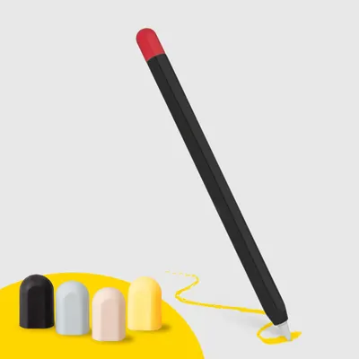 Produktbild von DOODROO Schwarze Schutzhülle für Apple Pencil Pro/ 1. Gen./ 2. Gen. Apple Pencil mit 5 farbigen Kappen