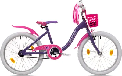 Produktbild von Goetze Pixie 20" - Mädchenfahrrad mit Aluminiumrahmen, V-Brake/Rücktrittbremse, Stützrädern, Korb und bunten Bändern.