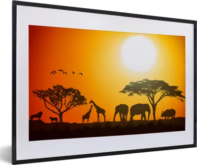 Produktbild von MuchoWow® MuchoWow® Gerahmtes Poster Elefant - Wilde Tiere - Afrika 60x40 cm - Poster mit zchwarzem Bilderrahmen - Schlafzimmer - Plakat in Rahmen - Drucken