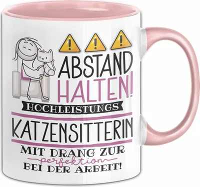 Produktbild von Katzensitterin Tasse Geschenk Lustig Abstand Halten Hochleistungs-Katzensitterin Mit Drang Zur Perfektion Bei Der Arbeit (Rosa)