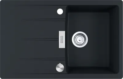 Produktbild von FRANKE Spüle CENTRO CNG 611-78 in BLACK MATT mit Excenterbedienung Drehknopf Edelstahl / Ausschnittmaß 760 x 480 mm R15 / Granitspüle