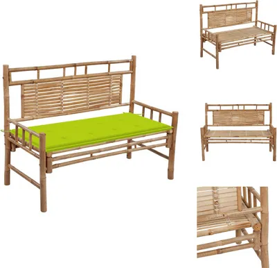 Produktbild von vidaXL Gartenbank mit Auflage 120 cm Bambus -  Gartenbänke