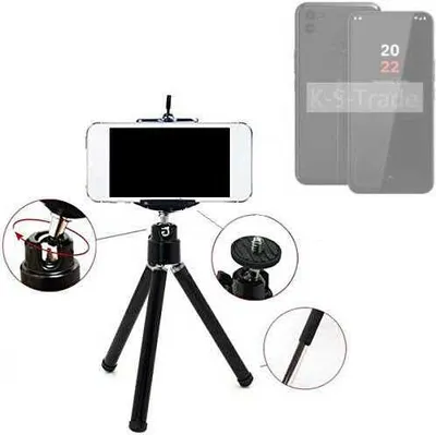 Produktbild von K-S-Trade Smartphone Stativ Dreibein kompatibel mit Volla Phone 22  Tripod aus Aluminium Klemmstativ Stativ Adapter für Mobiltelefone schwarz 1x