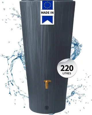 Image de 4rain Réservoir LINUS 2en1 220L graphite avec robinet PE imitation laiton et bac à plantes intégré - Durable et design pour votre jardin