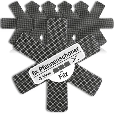 6x Pannenbeschützer Ø 38 cm Filz, hitzebeständig, grau