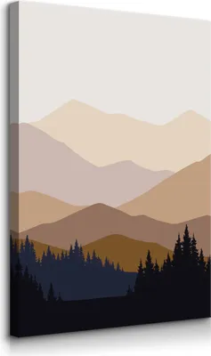 Produktbild von Muralo Leinwandbild Canvas für Wohnzimmer LANDSCHAFT Berge Wald Bäume Boho Stil Br. 70cm x Hö. 100cm