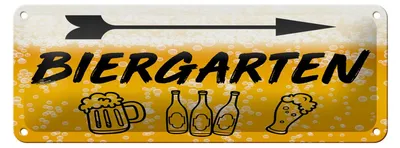 Produktbild von Blechschild 27x10 cm Biergarten rechts Bier Dekoration