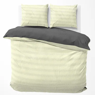 Produktbild von Seersucker Bettwäsche 200x220 cm Beige Anthrazit Wende Doubleface Mikrofaser Bettbezug 3 teilig