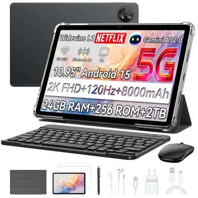 Blackview Tablet Zeno10, 10,95 Zoll, 1920 x 1200 FHD, Dual 5G LTE, mit 13GB(8+5)RAM+256GBROM, 8800mAh, Android 15, Unisoc T8200, 13MP+16MP