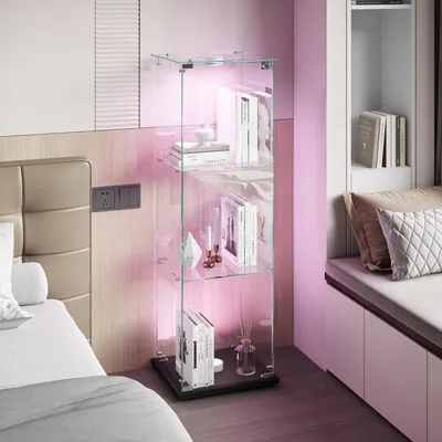 Immagine prodotto di Vetrina espositiva con illuminazione a LED, 3 ripiani, colore nero