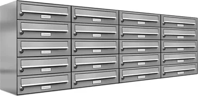 Produktbild von 20er V2A Edelstahl Wandbriefkasten Anlage 20 Fach Briefkasten Postkasten