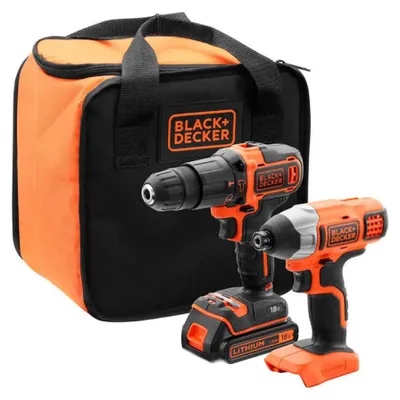 Zdjęcie produktu dla Black+Decker Zestaw 18V Wkrętarka + Zakrętarka 1X1,5Ah + Torba