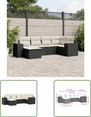 Produktbild von The Living Store 6-tlg. Garten-Sofagarnitur mit Kissen Schwarz Poly Rattan