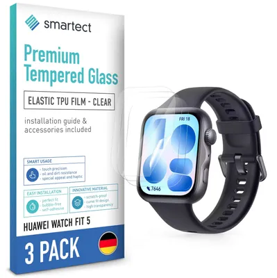 Produktbild von 3x TPU Schutzfolie Klar für Huawei Watch Fit 5 Displayschutz Panzerfolie