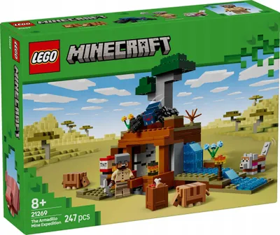 Productafbeelding van LEGO Minecraft: De expeditie naar de gordeldier-mijn, set met een minifiguur uit het videospel, bouwspel met personages, cadeau voor jongens en meisjes vanaf 8 jaar, artikelnummer 21269