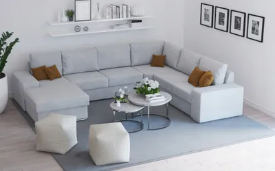 Produktbild von Ecksofa LEON U Grau Hellgrau Monolith 84 U-Form Ecke mit Schlaffunktion Eckcouch Couch Polsterecke U-Sofa Breite 350 cm