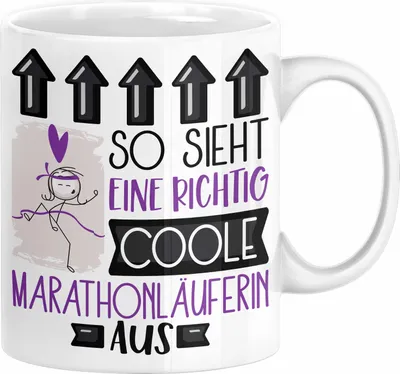 Produktbild von Marathonläuferin Geschenk Tasse Lustig Geschenkidee für Marathonläuferin Geburtstag So Sieht Eine Richtig Coole Marathonläuferin Aus Frauen Spruch (Weiß)