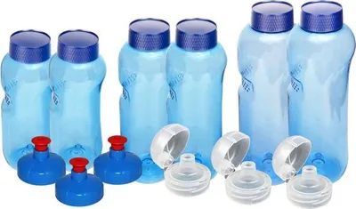 Produktbild von Kavodrink Tritan Trinkflaschen Premium Set 2x 1,0 + 2x 0,75 + 2x 0,5 L inkl. 3x Push-Pull & 3x Flip-Top Verschluss