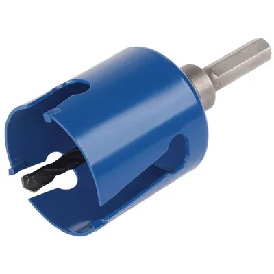 Produktbild von wolfcraft GmbH 5961000, Einzelbild, Bohrer, Mauerziegel, Gipskarton, Kunststoff, Porenbeton, Stein, Kachel, Holz, Blau, Hartmetall-bestücktes Wolfram (TCT), Sechskantschaft
