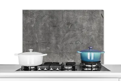 Produktbild von KitchenYeah®  Spritzschutz Küche - Küchenrückwand - Wandschutz für Herd und Spüle - Beton - Wand - Zement 90x60 - Alu-Dibond (Alternative zum Spritzschutz aus Glas) - Hitzebeständig - Herdspritzschutz