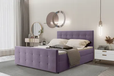 Zdjęcie produktu dla Łóżko kontynentalne AMOR z materacem 140x200 tkanina Soro fioletowy