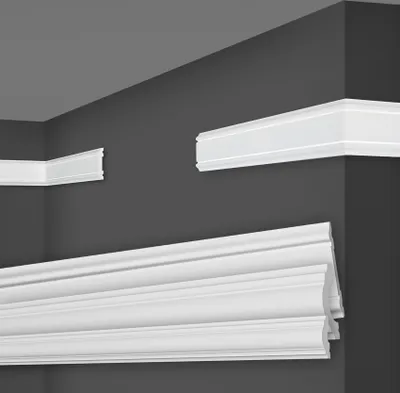 Produktbild von MARBET DESIGN Wandleisten weiß HDPS Kunststoff - 2 Meter Zierleisten Wandvertäfelung Deckenleisten Flachleiste Stuckleisten Dekorleisten (HW-3 47x8 mm, 10 Meter / 5 Leisten)