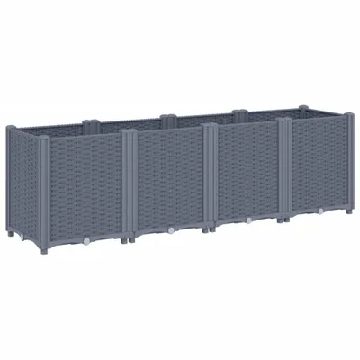A long, rectangular planter box with a woven texture.