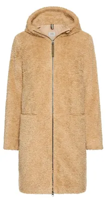 Produktbild von camel active Damen Teddyfell Mantel lang mit Frontzipper & Kapuze Cashmere, wome