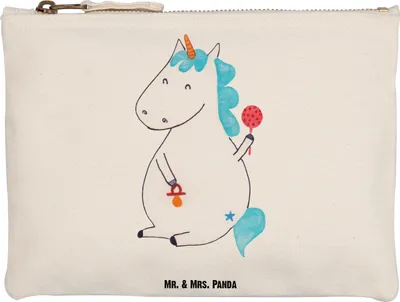 Produktbild von Mr. & Mrs. Panda Etui Einhorn Baby Grösse XL Große - Weiß - Geschenk, Mäppchen, Stoffbeutel, kosmetiktäschchen, aufbewahrungstasche, Waschbeutel, Geburtstag, Einhörner