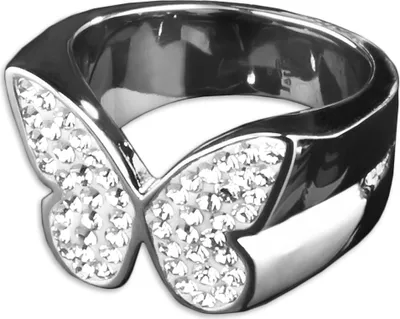 Produktbild von viva-adorno Gr. 54 (17,2 mm Ø) Edelstahl Ring Damenring Multi Kristall Schmetterling verschiedene Farben RS31,weiß