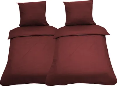 Produktbild von 4 tlg Uni Bettwäsche 135x200 Bordeaux Einfarbig Renforce Garnitur 100% Baumwolle