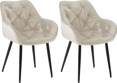 Produktbild von 2er Set Stuhl Tanna Samt creme