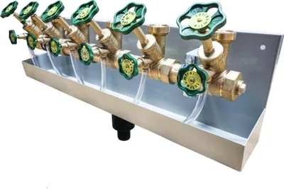 Produktbild von SCHLÖSSER Kompakt-Verteilerstation 6-Strang Verteiler - Zulauf 1 1/4 (5/4) Zoll - DN 32, mit Ablaufrinne