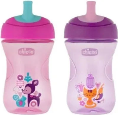 Obrázek produktu pro Netekoucí hrnek s náustkem ve tvaru brčka od 12m, 266ml, růžový