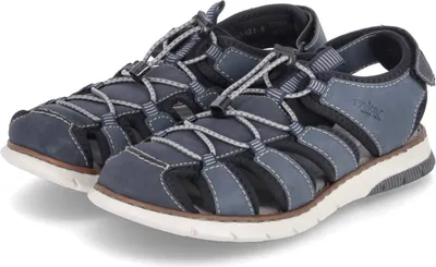 Produktbild von Rieker Herren Sandalen Blau-Schwarz Textil-Synthetik-Mix Größe: 44