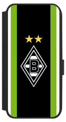 Produktbild von NIVOCASE Klapphülle für Samsung Galaxy A14 5G  Handyhülle aus Kunst Leder NIVOflip schwarz Borussia Mönchengladbach Gladbach Logo