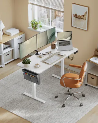 Produktbild von SONGMICS Höhenverstellbarer Schreibtisch elektrisch 140cm 4 Höhen weiß