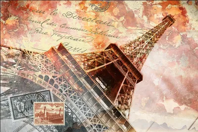 Produktbild von Muralo Fototapete Architektur 208 (B) x 146 (H) cm Vliestapete Wand Tapete Paris Eiffelturm Retro Wohnzimmer Schlafzimmer moderne Wandbild Abstraktion Wand Dekoration