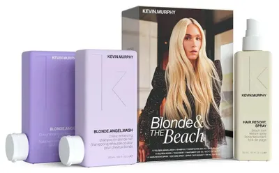 Productafbeelding van Set van Kevin Murphy: Blonde Angel Hair Cream Treatment voor hydratatie, 250 ml + Hair Resort Hair Spray voor textuur, 150 ml + Blonde Angel Wash Hair Shampoo, hydraterend en kleur beschermend, 250 ml