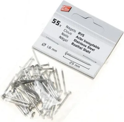 Productafbeelding van Ellen afdichtingsprofiel, accessoires, spijkers in zakje, staal, roestvrij, zilver, lengte 25mm x dikte 1,6mm