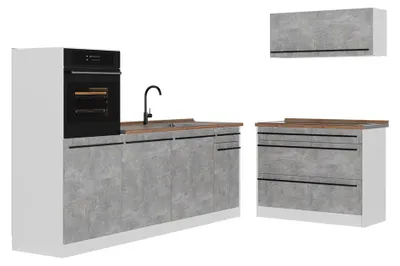 Imagen del producto de Mueble de cocina Vicco R-Line Hormigón/Blanco 220 cm sin encimera, Model 67448