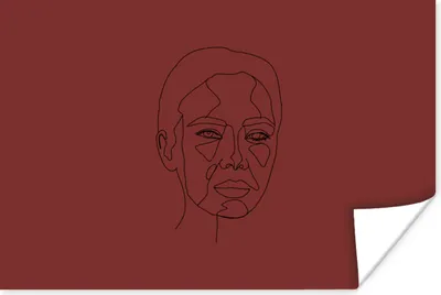 Produktbild von MuchoWow® Poster Frauen - Linienkunst - Rot 180x120 cm - Fotoplakat