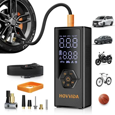 Productafbeelding van HOVVIDA Elektrische luchtpomp, draagbare accu-fietspomp, 7800 mAh accu, 12V DC