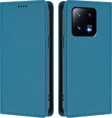 Image de Étui en cuir pour Xiaomi 13 Pro, étui à rabat magnétique en cuirPolyuréthaneavec support, bleu lac