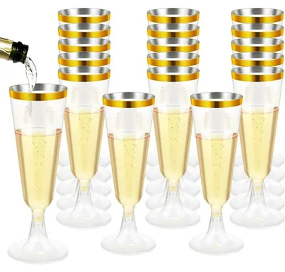 Kunststoff-Champagnegläser, 20 Stück, 160 ml, gold, wiederverwendbar
