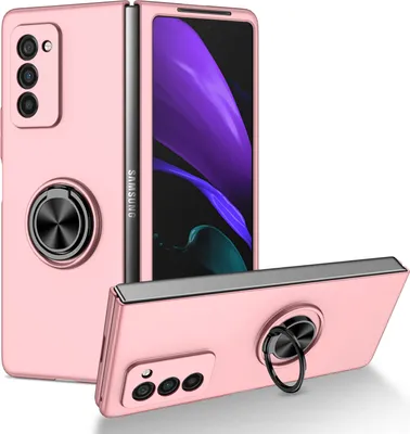 Produktbild von Samsung Z Fold2 Hülle, Dünn Hart PC Schutzhülle mit Ringhalter Ständer für Samsung Galaxy Z Fold 2 5G Pink