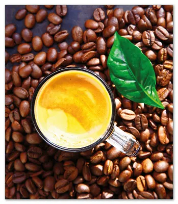 Produktbild von Wallario Herdabdeckplatte aus Glas, Größe 52 x 60 cm 1-teilig, Motiv Kaffee und Bohnen